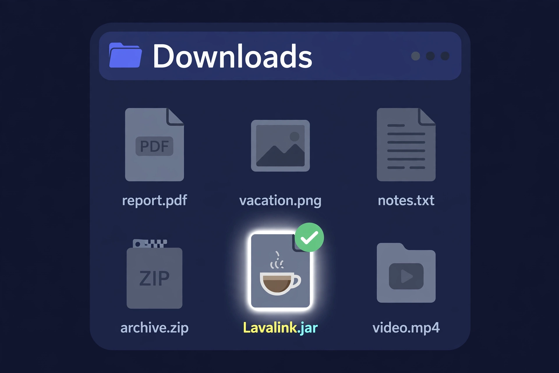 Illustration: the Lavalink.jar file highlighted in your downloads folder